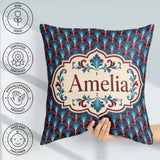 Custom Name Elegant Red Blue Diamond Seamless Pattern Name Cute Square Filled Cushion Throw Pillow Sofa Bed Home Decor Zip Washable UK Made