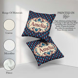 Custom Name Elegant Red Blue Diamond Seamless Pattern Name Cute Square Filled Cushion Throw Pillow Sofa Bed Home Decor Zip Washable UK Made