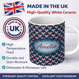Personalized Custom Name Red Blue Gradient Wave Seamless Pattern Name Cute Unique Gift Lovely 11oz Ceramic Coffee Tea Mug White Large Handle