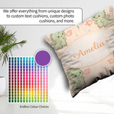 Custom Name Cute Baby Dinosaur Cartoon Animal Pattern Gift Idea Square Filled Cushion Throw Pillow Sofa Bed Home Decor Zip Washable UK Made
