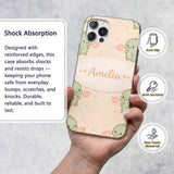 Cute Baby Dinosaur Cartoon Animal Printed Design Custom Name Protective Phone Case Mobile Cover Durable Everyday Smartphone Shock Resistant