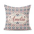 Custom Name Wavy Abstract Leaf Pattern in Red and Cream Seamless Square Filled Cushion Throw Pillow Sofa Bed Home Decor Zip Washable UK Made
