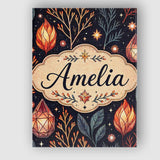 Personalised Name Mystic Crystal Botanical Night Sky Seamless Custom Contemporary Display Canvas Wall Art Print Decor Picture Ready to Hang