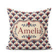 Custom Name Classic Art Deco Motif Pattern in Red Blue and Beige Square Filled Cushion Throw Pillow Sofa Bed Home Decor Zip Washable UK Made