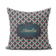 Custom Name Geometric Teardrop Pattern in Red and Cream Seamless Square Filled Cushion Throw Pillow Sofa Bed Home Decor Zip Washable UK Made