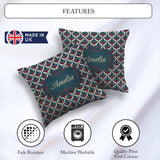 Custom Name Geometric Teardrop Pattern in Red and Cream Seamless Square Filled Cushion Throw Pillow Sofa Bed Home Decor Zip Washable UK Made
