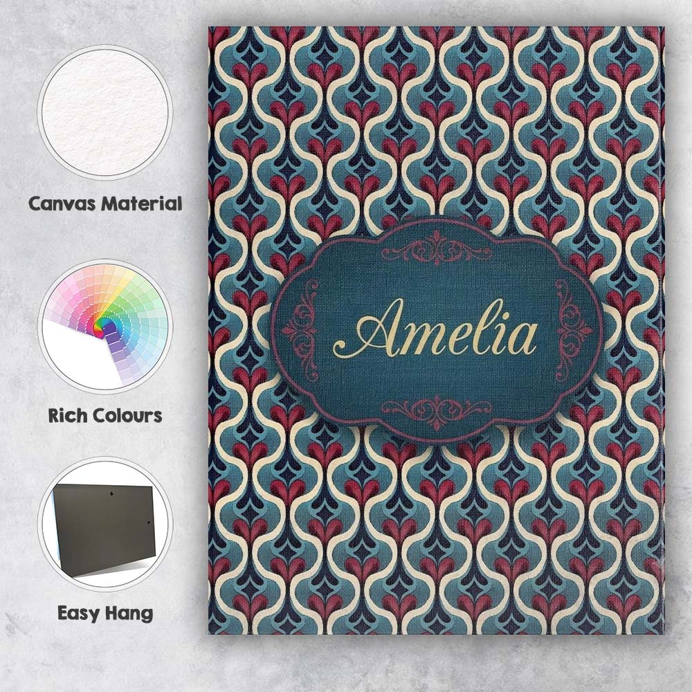 Personalised Name Stylish Geometric Teardrop Custom Bespoke  Contemporary Display Canvas Wall Art Print Decor Picture Ready to Hang