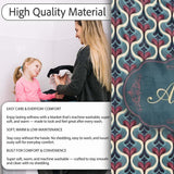 Stylish Geometric Teardrop Pattern in Blue Red and Cream Seamless  Personalised Custom Name Super Soft Fleece Blanket Bed Sofa Throw