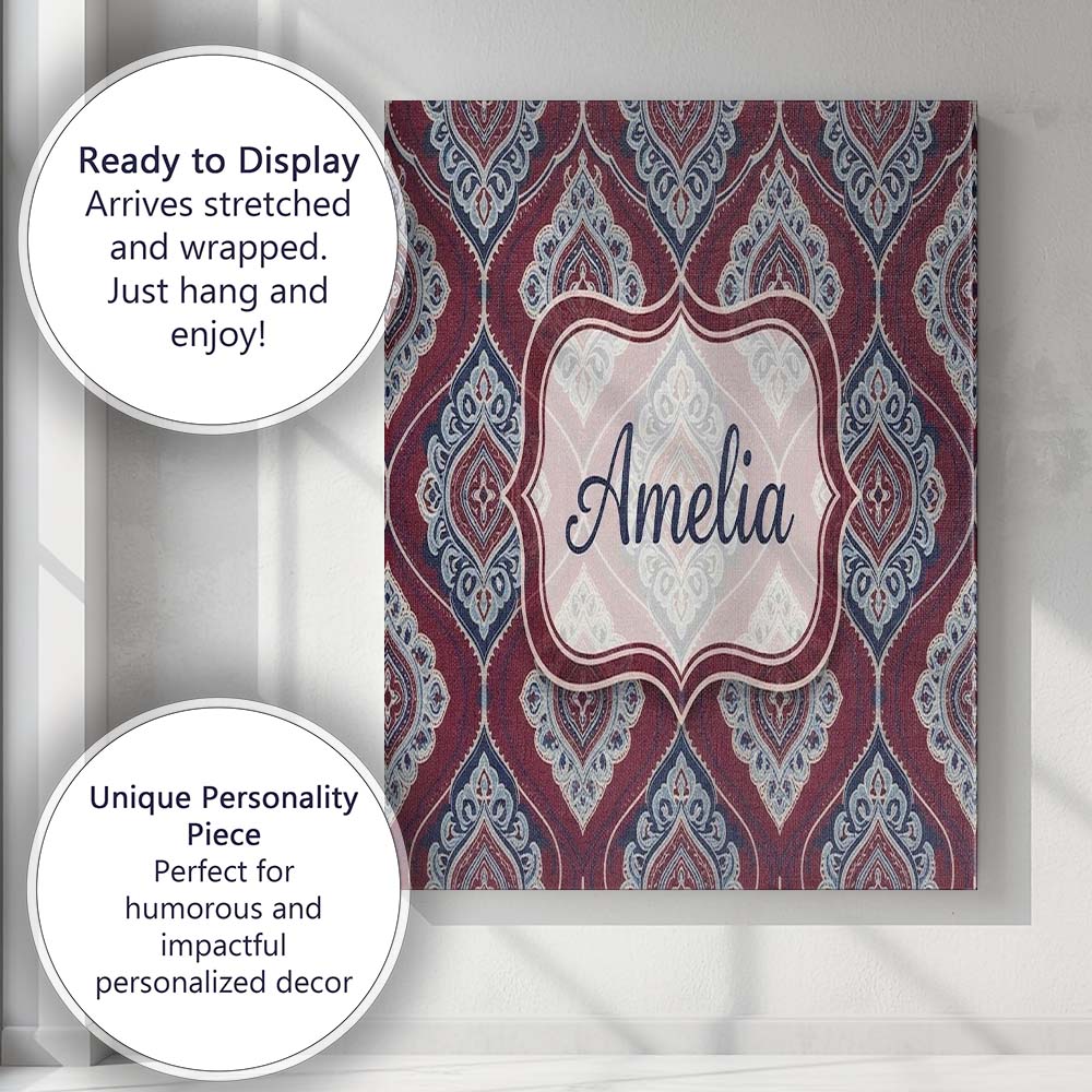 Personalised Name Modern Leaf Shape Pattern Custom  Bespoke Interior Contemporary Canvas Wall Art Print Decor Picture Ready to Hang