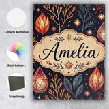 Personalised Name Mystic Crystal Botanical Night Sky Seamless Custom Contemporary Display Canvas Wall Art Print Decor Picture Ready to Hang