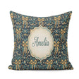 Custom Name Floral Ribbon and Pattern with Yellow Flowers Design Square Filled Cushion Throw Pillow Sofa Bed Home Decor Zip Washable UK Made