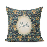 Custom Name Floral Ribbon and Pattern with Yellow Flowers Design Square Filled Cushion Throw Pillow Sofa Bed Home Decor Zip Washable UK Made