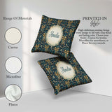 Custom Name Floral Ribbon and Pattern with Yellow Flowers Design Square Filled Cushion Throw Pillow Sofa Bed Home Decor Zip Washable UK Made