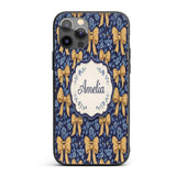 Golden Bow and Floral Pattern on Printed Design Custom Name Protective Phone Case Mobile Cover Durable Everyday Smartphone Shock Resistant