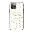 Gold Glitter Stars on White Seamless Pattern Custom Name Protective Phone Case Mobile Cover Durable Everyday Smartphone Shock Resistant
