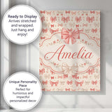 Personalised Name Soft Romantic Bow Pattern Custom  Bespoke Interior Contemporary Canvas Wall Art Print Decor Picture Ready to Hang