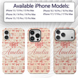 Soft Romantic Bow Pattern in Pink and Cream with Custom Name Protective Phone Case Mobile Cover Durable Everyday Smartphone Shock Resistant