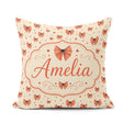 Custom Name Heart Shaped Bow Pattern in Coral and Black Seamless Square Filled Cushion Throw Pillow Sofa Bed Home Decor Zip Washable UK Made