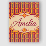 Personalised Name Warm Tribal Geometric Custom  Modern Room Accent Elegant Feature Canvas Wall Art Print Decor Picture Ready to Hang