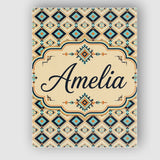Personalised Name Mid Century Diamond Custom Modern Room Accent Creative Decorator Style Canvas Wall Art Print Decor Picture Ready to Hang