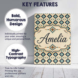 Personalised Name Mid Century Diamond Custom Modern Room Accent Creative Decorator Style Canvas Wall Art Print Decor Picture Ready to Hang