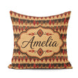 Custom Name Rustic Tribal Diamond Pattern in Red Earthy Seamless Square Filled Cushion Throw Pillow Sofa Bed Home Decor Zip Washable UK Made