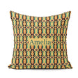Custom Name Southwest Inspired Pattern in Green and Red Seamless Square Filled Cushion Throw Pillow Sofa Bed Home Decor Zip Washable UK Made