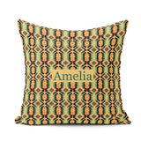 Custom Name Southwest Inspired Pattern in Green and Red Seamless Square Filled Cushion Throw Pillow Sofa Bed Home Decor Zip Washable UK Made