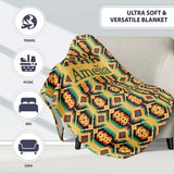 Southwest Inspired Pattern in Green Yellow and Red Seamless Design  Personalised Custom Name Super Soft Fleece Blanket Bed Sofa Throw