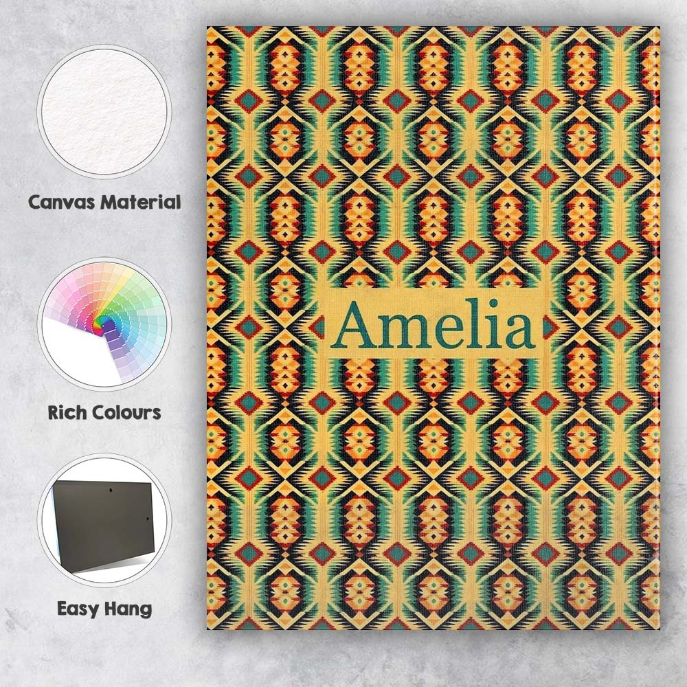 Personalised Name Southwest Inspired Custom Premium Decorative Design Modern Room Accent Canvas Wall Art Print Decor Picture Ready to Hang