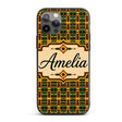 Bold African Inspired Stripe Pattern in Green Custom Name Protective Phone Case Mobile Cover Durable Everyday Smartphone Shock Resistant