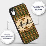 Bold African Inspired Stripe Pattern in Green Custom Name Protective Phone Case Mobile Cover Durable Everyday Smartphone Shock Resistant