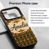 Bold African Inspired Stripe Pattern in Green Custom Name Protective Phone Case Mobile Cover Durable Everyday Smartphone Shock Resistant