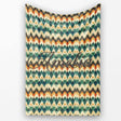 Abstract Watercolor Stripe Pattern in Teal Orange and Cream  Personalised Custom Name Super Soft Fleece Blanket Bed Sofa Throw