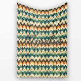 Abstract Watercolor Stripe Pattern in Teal Orange and Cream  Personalised Custom Name Super Soft Fleece Blanket Bed Sofa Throw