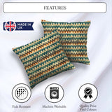 Custom Name Abstract Watercolor Stripe Pattern in Teal and Cream Square Filled Cushion Throw Pillow Sofa Bed Home Decor Zip Washable UK Made