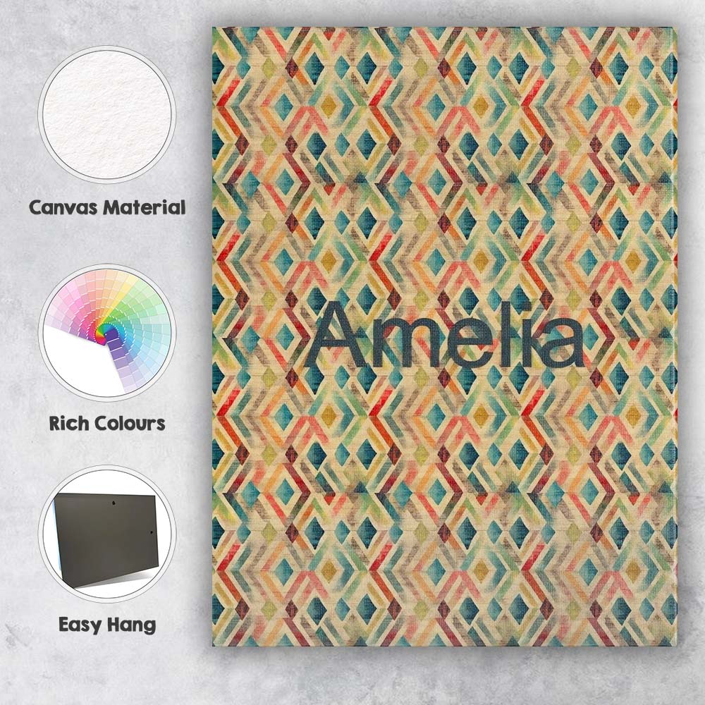 Personalised Name Abstract Geometric Custom Premium Decorative Design Modern Room Accent Canvas Wall Art Print Decor Picture Ready to Hang