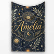 Celestial Zodiac Constellation Botanical Night Seamless Pattern  Personalised Custom Name Super Soft Fleece Blanket Bed Sofa Throw