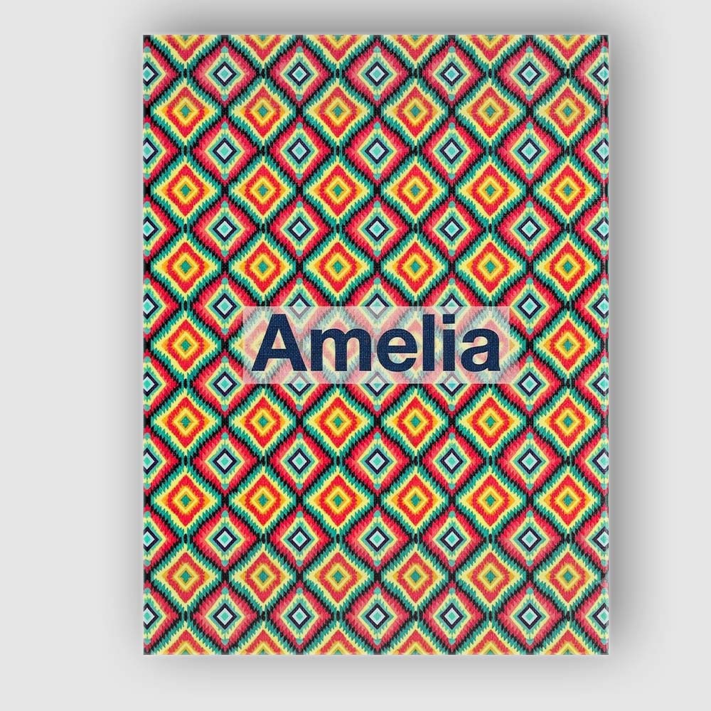 Personalised Name Bold Tribal Diamond Custom Modern Room Accent Creative Decorator Style Canvas Wall Art Print Decor Picture Ready to Hang