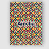 Personalised Name Bold Tribal Diamond Custom Modern Room Accent Creative Decorator Style Canvas Wall Art Print Decor Picture Ready to Hang