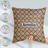 Custom Name Bold Tribal Diamond Pattern in Vibrant Teal Seamless Square Filled Cushion Throw Pillow Sofa Bed Home Decor Zip Washable UK Made