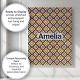 Personalised Name Bold Tribal Diamond Custom Modern Room Accent Creative Decorator Style Canvas Wall Art Print Decor Picture Ready to Hang