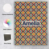 Personalised Name Bold Tribal Diamond Custom Modern Room Accent Creative Decorator Style Canvas Wall Art Print Decor Picture Ready to Hang