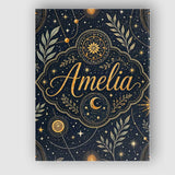 Personalised Name Celestial Zodiac Constellation Botanical Night Custom  Interior Canvas Wall Art Print Decor Picture Ready to Hang