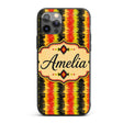 Rough Brush Stripe Pattern in Red Yellow and Custom Name Protective Phone Case Mobile Cover Durable Everyday Smartphone Shock Resistant