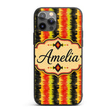 Rough Brush Stripe Pattern in Red Yellow and Custom Name Protective Phone Case Mobile Cover Durable Everyday Smartphone Shock Resistant