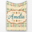Soft Ikat Stripe Pattern in Multicolor on Beige Seamless Name Cute  Personalised Custom Name Super Soft Fleece Blanket Bed Sofa Throw