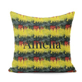 Custom Name Grunge Paint Stroke in Yellow Red and Black Seamless Square Filled Cushion Throw Pillow Sofa Bed Home Decor Zip Washable UK Made