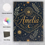 Personalised Name Celestial Zodiac Constellation Botanical Night Custom  Interior Canvas Wall Art Print Decor Picture Ready to Hang