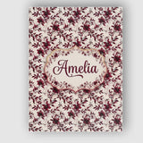 Personalised Name Elegant Burgundy Floral Custom  Bespoke Decorative Contemporary Canvas Wall Art Print Decor Picture Ready to Hang